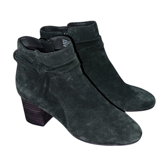 Violet & Red Jenna Ankle Boots With Leather Upper & Stacked Heel Size 6  Green - Picture 6 of 16